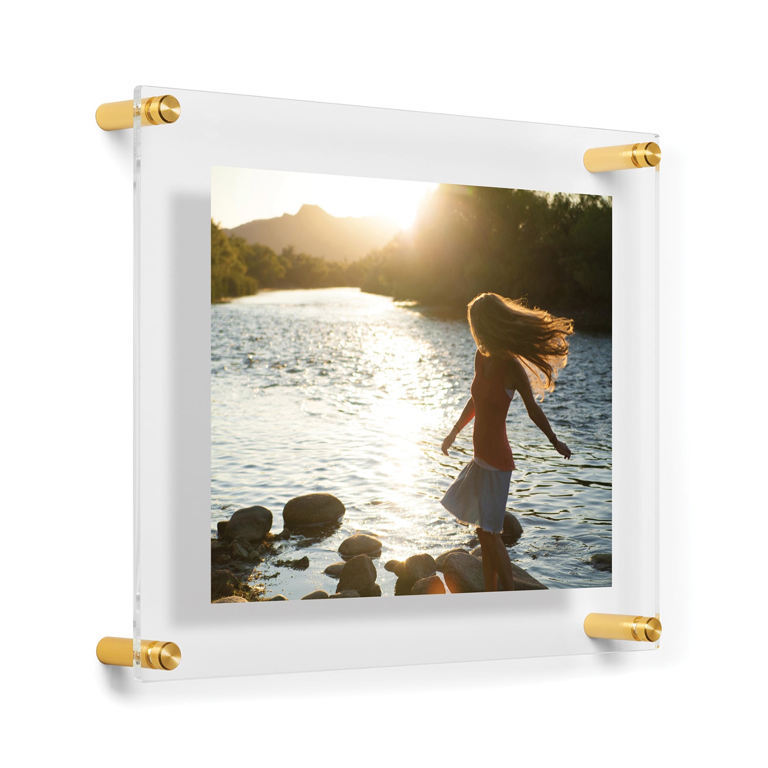 8x10" Photo Floating Acrylic Clear Picture Frame (Frame Size 12x15")