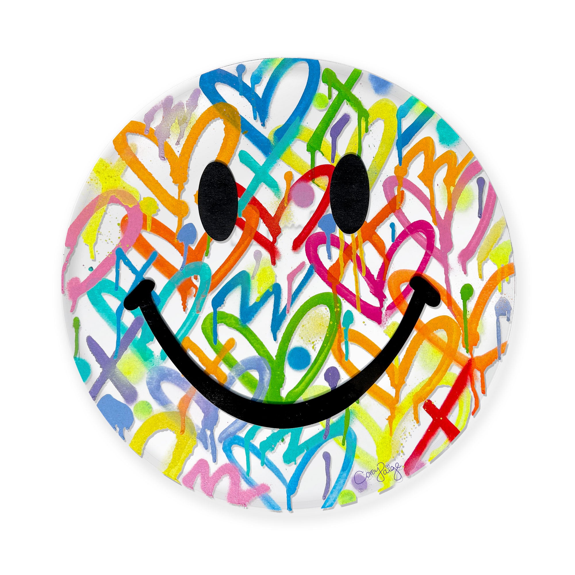 Graffiti Hearts Happy Face by Corey Paige